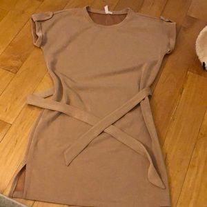 Super soft super flattering beige/tan dress with wrap